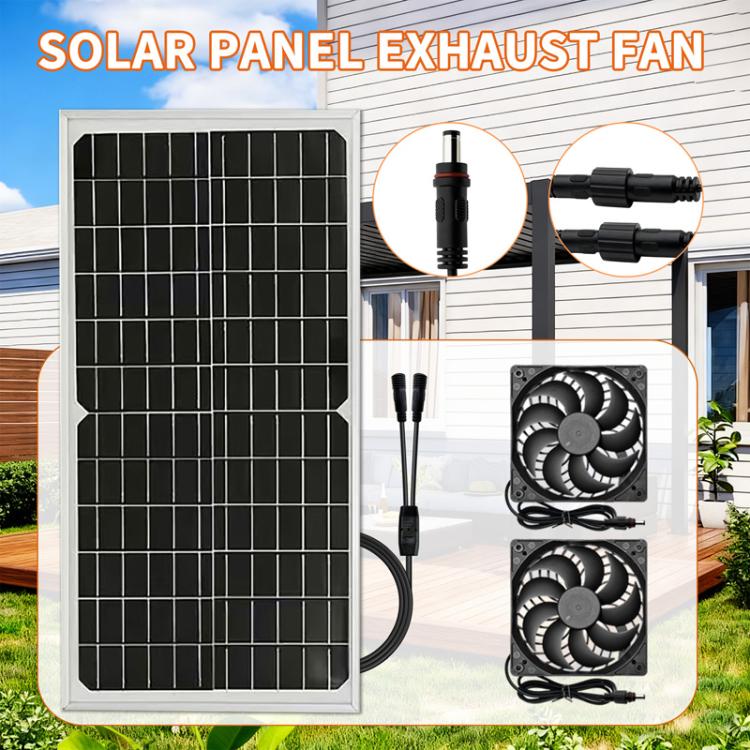 Extractor de aire para barbacoa exterior con panel solar de 15 W y ventiladores dobles