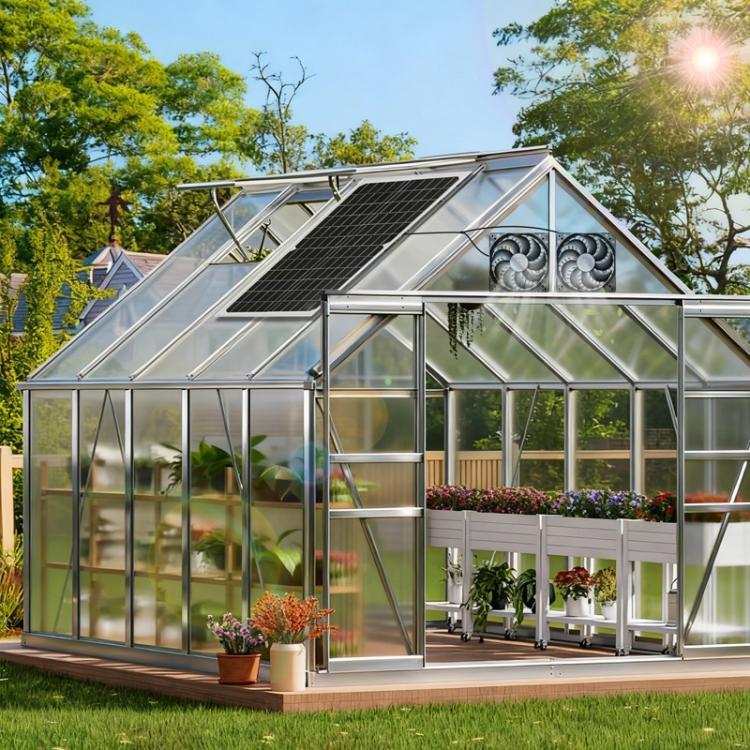 Extractor de aire para barbacoa exterior con panel solar de 15 W y ventiladores dobles