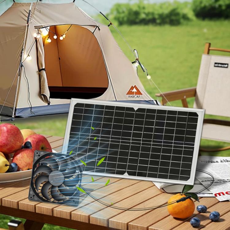 Extractor de aire para barbacoa exterior con panel solar de 15 W y ventiladores dobles