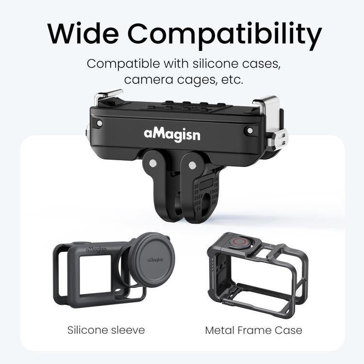 Adaptador magnético de liberación rápida de metal aMagisn 2.0 con bloqueo para DJI Osmo 360/ Action 5 Pro/4/3, For DJI Osmo 360/ Action 5 Pro/4/3