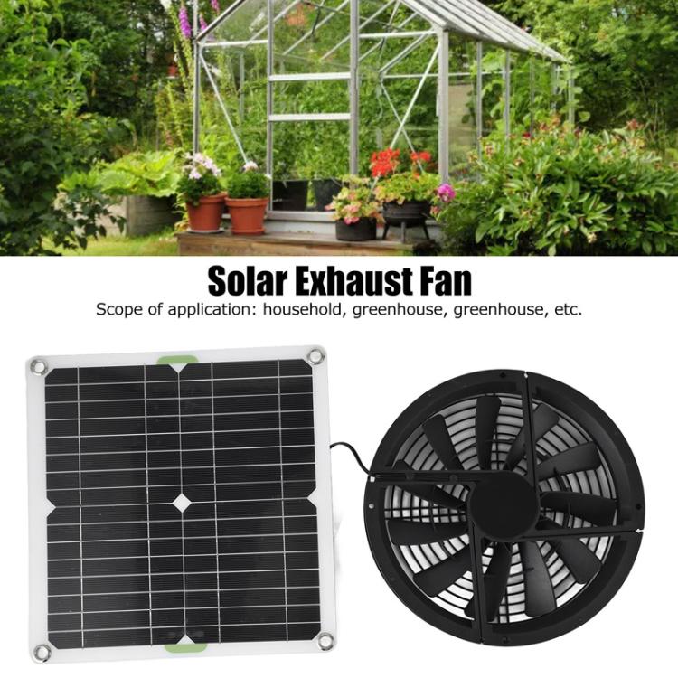 Ventilador con panel solar de cristal único para invernaderos, cocinas y gallineros.
