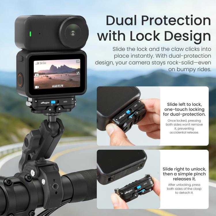 Adaptador con bloqueo para soporte magnético de liberación rápida de metal aMagisn 2.0 para DJI Osmo Action 6 / Nano, For DJI Osmo Action 6 / Nano