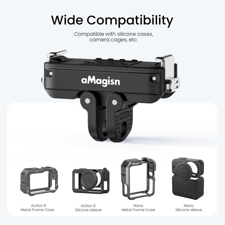Adaptador con bloqueo para soporte magnético de liberación rápida de metal aMagisn 2.0 para DJI Osmo Action 6 / Nano, For DJI Osmo Action 6 / Nano