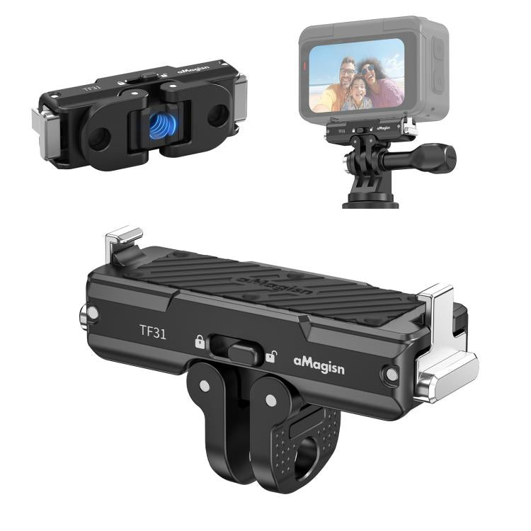 Adaptador con bloqueo para soporte magnético de liberación rápida de metal aMagisn 2.0 para Insta360 GO Ultra, For Insta360 GO Ultra