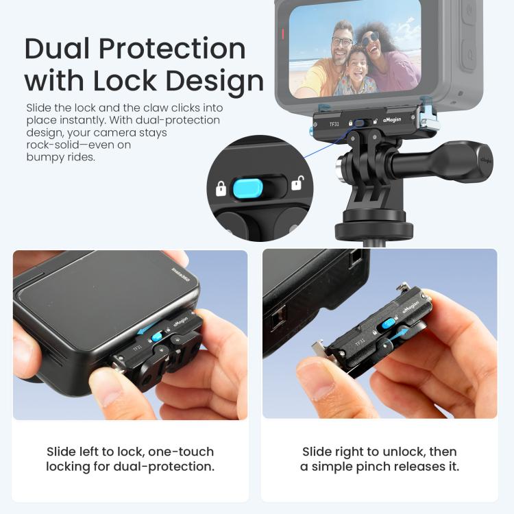 Adaptador con bloqueo para soporte magnético de liberación rápida de metal aMagisn 2.0 para Insta360 GO Ultra, For Insta360 GO Ultra
