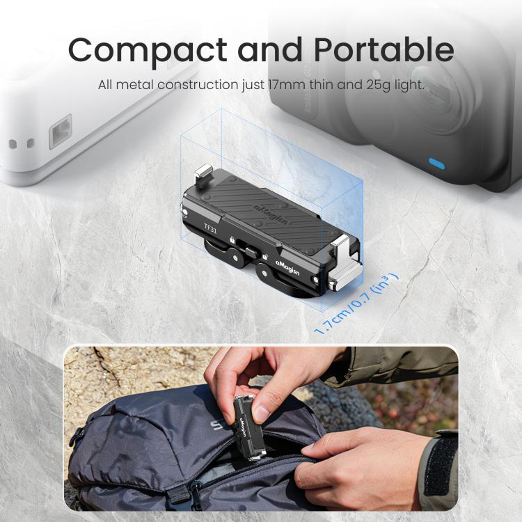 Adaptador con bloqueo para soporte magnético de liberación rápida de metal aMagisn 2.0 para Insta360 GO Ultra, For Insta360 GO Ultra