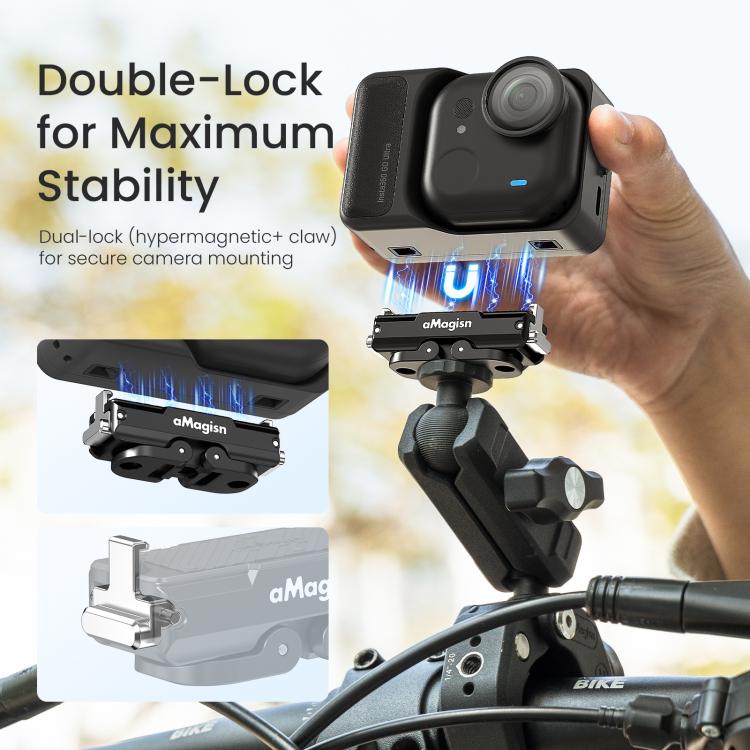 Adaptador con bloqueo para soporte magnético de liberación rápida de metal aMagisn 2.0 para Insta360 GO Ultra, For Insta360 GO Ultra