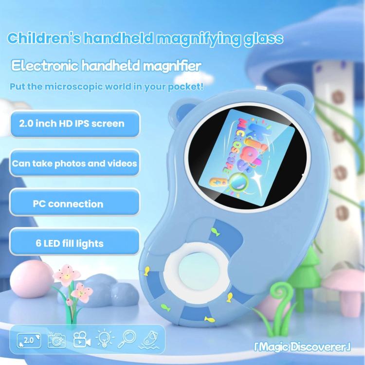 Microscopio digital portátil HD HM020H para niños, lupa electrónica, juguete científico