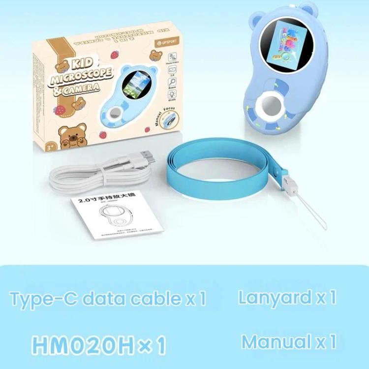 Microscopio digital portátil HD HM020H para niños, lupa electrónica, juguete científico