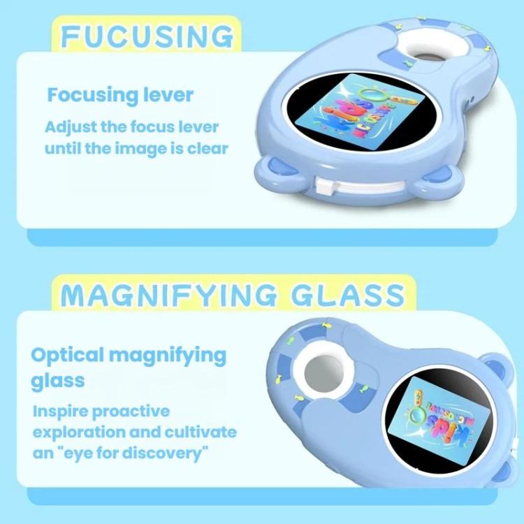 Microscopio digital portátil HD HM020H para niños, lupa electrónica, juguete científico