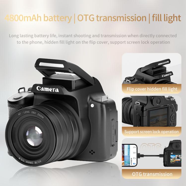 Cámara réflex digital de alta definición con pantalla abatible 4K y visor a la altura de la cintura., DC207, DC20 + Flash + CPL Lens + Lens Hood + Handheld Tripod
