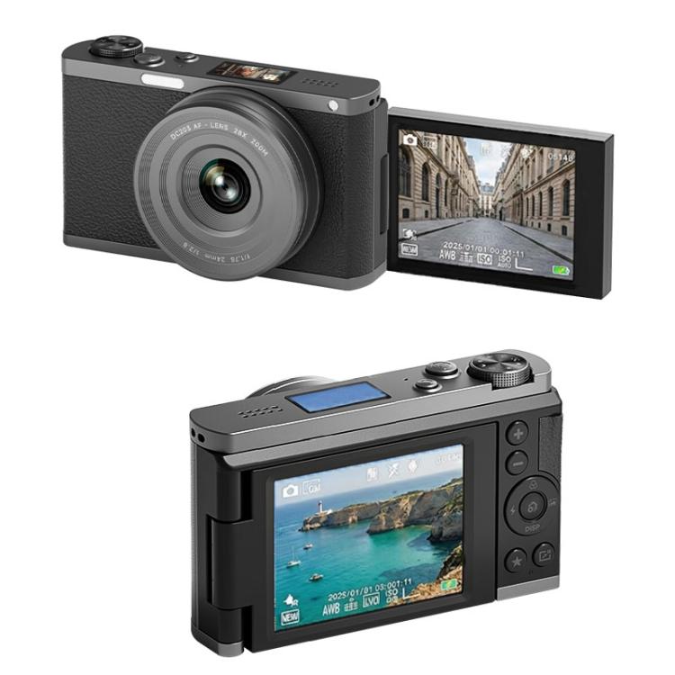Cámara digital sin espejo 4K con visor a la altura de la cintura y pantalla abatible para selfies, Crocodile Leather, Pebbled Texture, Crocodile Leather + Neck Strap, Pebbled Texture + Neck Strap