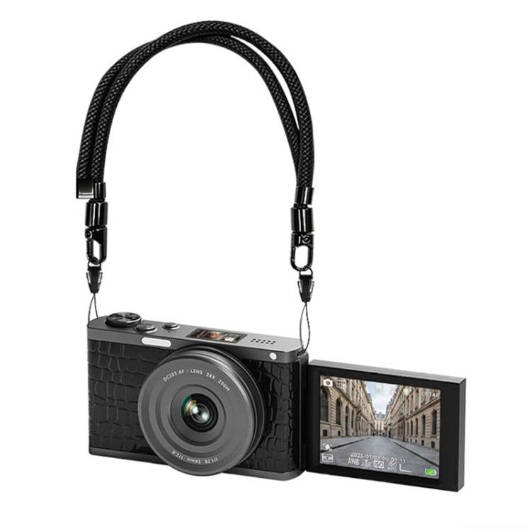 Cámara digital sin espejo 4K con visor a la altura de la cintura y pantalla abatible para selfies, Crocodile Leather, Pebbled Texture, Crocodile Leather + Neck Strap, Pebbled Texture + Neck Strap