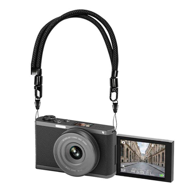 Cámara digital sin espejo 4K con visor a la altura de la cintura y pantalla abatible para selfies, Crocodile Leather, Pebbled Texture, Crocodile Leather + Neck Strap, Pebbled Texture + Neck Strap