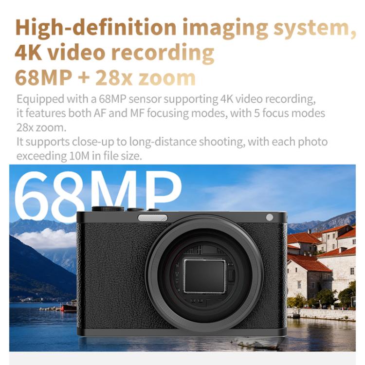 Cámara digital sin espejo 4K con visor a la altura de la cintura y pantalla abatible para selfies, Crocodile Leather, Pebbled Texture, Crocodile Leather + Neck Strap, Pebbled Texture + Neck Strap