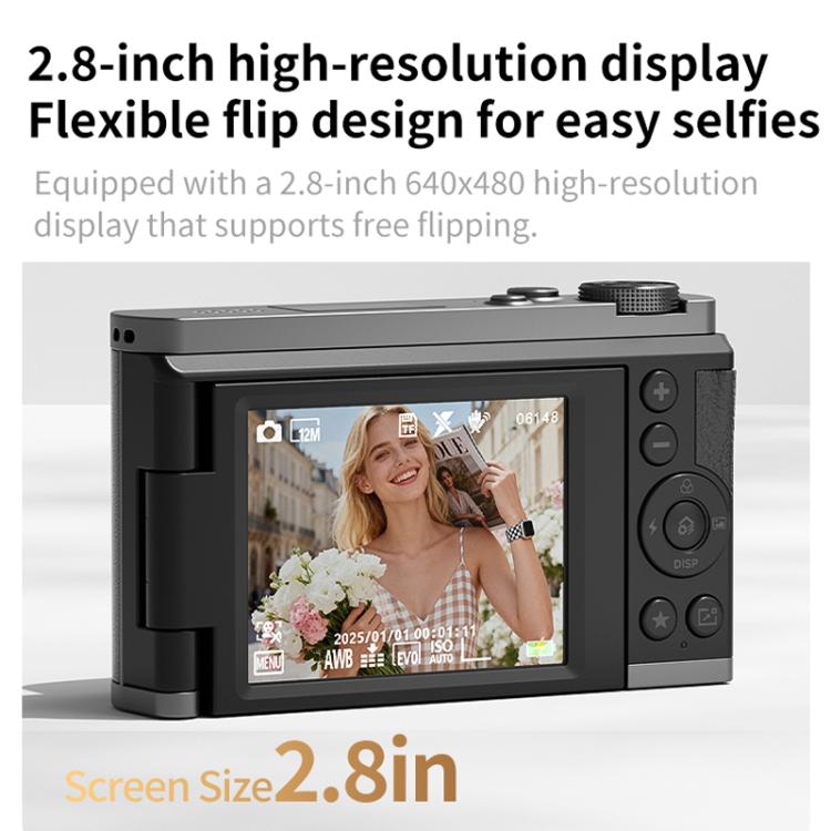 Cámara digital sin espejo 4K con visor a la altura de la cintura y pantalla abatible para selfies, Crocodile Leather, Pebbled Texture, Crocodile Leather + Neck Strap, Pebbled Texture + Neck Strap