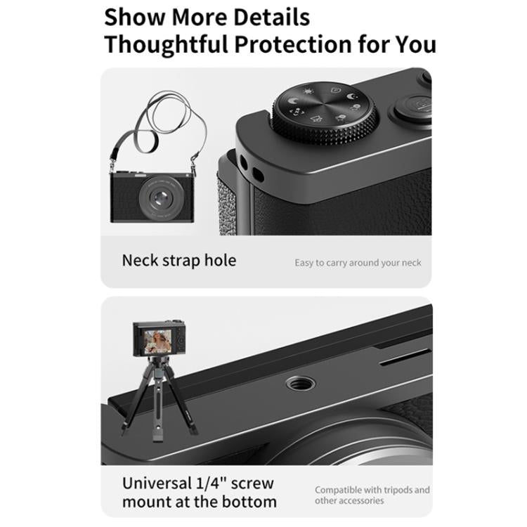 Cámara digital sin espejo 4K con visor a la altura de la cintura y pantalla abatible para selfies, Crocodile Leather, Pebbled Texture, Crocodile Leather + Neck Strap, Pebbled Texture + Neck Strap