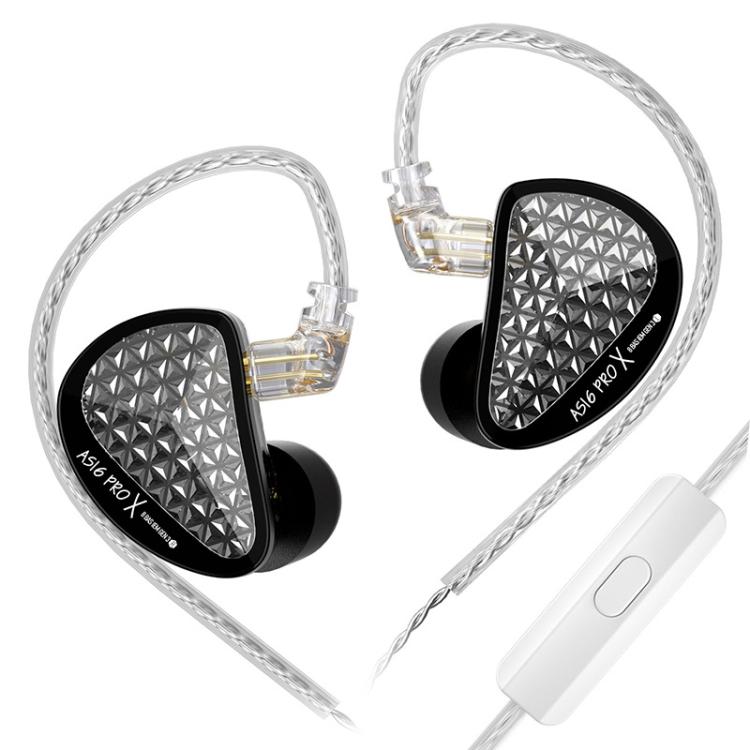 Auriculares intrauditivos de alta fidelidad KZ AS16 PRO X 16BA con cable de 1,2 m., Standard, With Mic