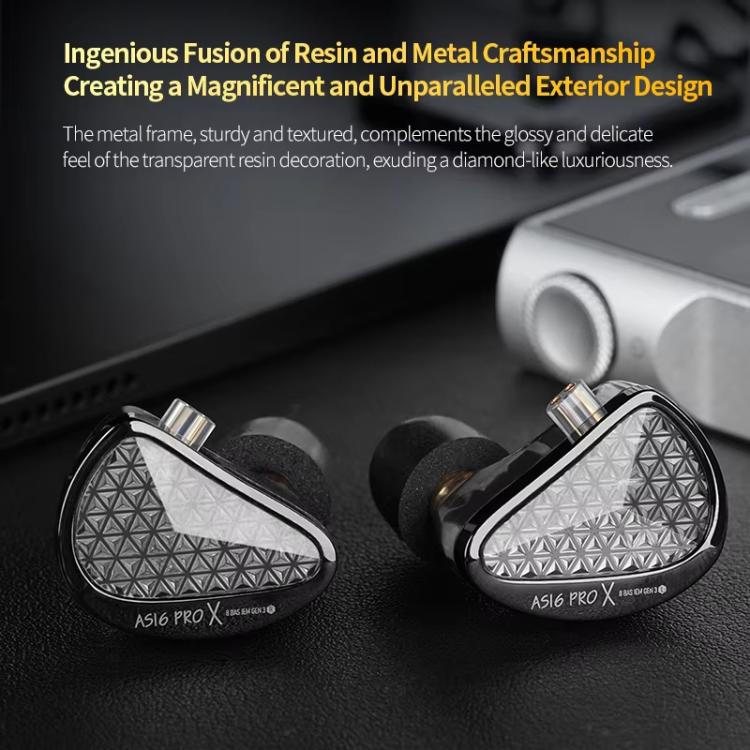 Auriculares intrauditivos de alta fidelidad KZ AS16 PRO X 16BA con cable de 1,2 m., Standard, With Mic