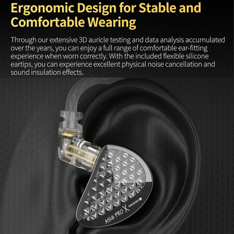 Auriculares intrauditivos de alta fidelidad KZ AS16 PRO X 16BA con cable de 1,2 m., Standard, With Mic