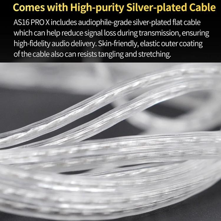 Auriculares intrauditivos de alta fidelidad KZ AS16 PRO X 16BA con cable de 1,2 m., Standard, With Mic