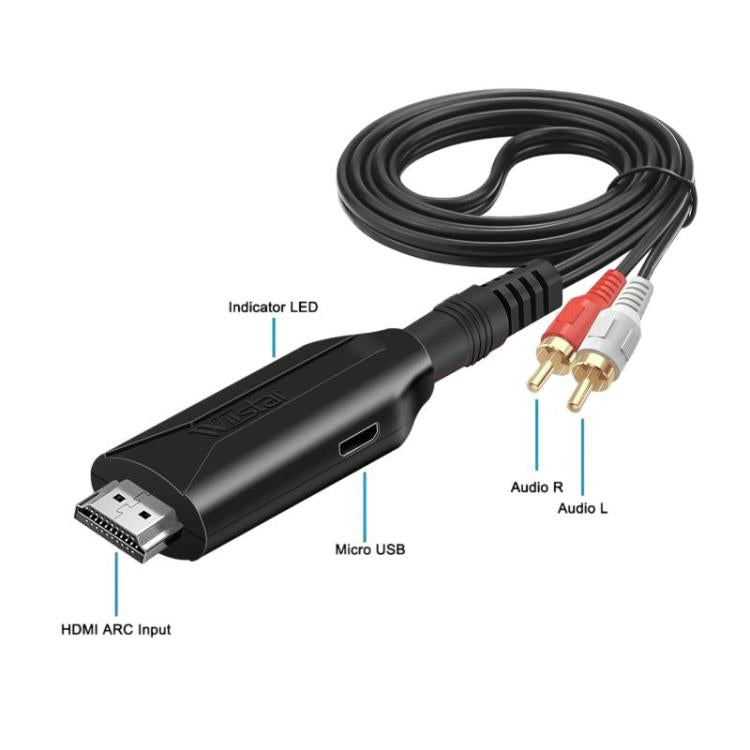 Cable de audio HDMI ARC a RCA de 1 m con adaptador extractor de audio para sistemas de audio y altavoces.