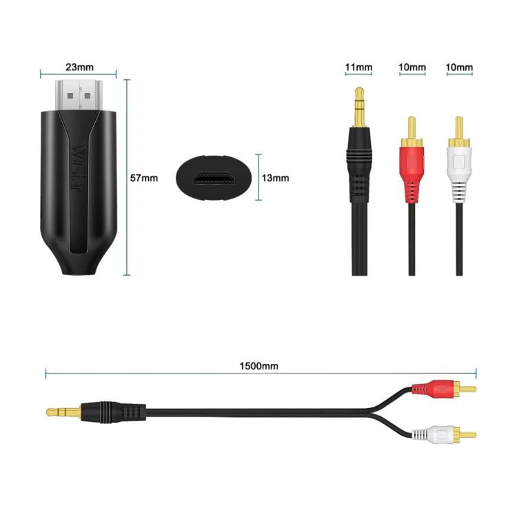 Cable de audio HDMI ARC a RCA de 1 m con adaptador extractor de audio para sistemas de audio y altavoces.