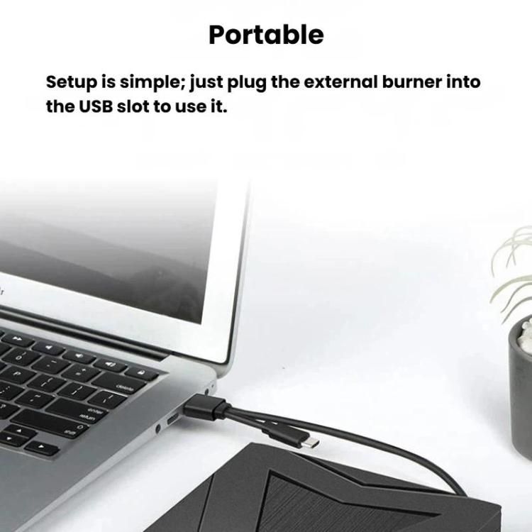 Unidad de DVD externa con interfaz dual USB 3.0 y Tipo-C., Portable External Drive