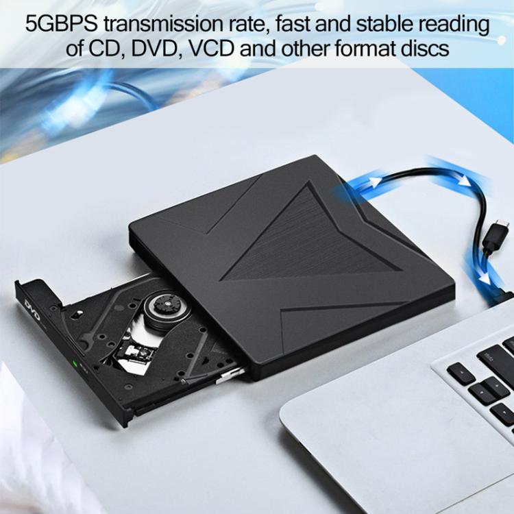 Unidad de DVD externa con interfaz dual USB 3.0 y Tipo-C., Portable External Drive