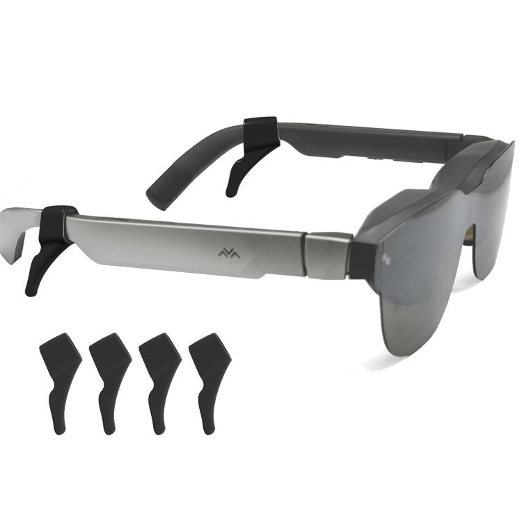 Juego de 4 ganchos antideslizantes de silicona para gafas inteligentes con IA. Sujeciones universales y cómodas para las orejas de gafas, compatibles con Meta Ray-Ban, Xreal y Thunderbird.
