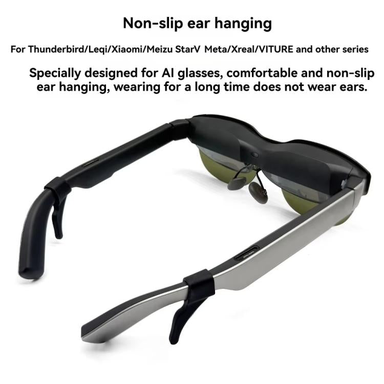 Juego de 4 ganchos antideslizantes de silicona para gafas inteligentes con IA. Sujeciones universales y cómodas para las orejas de gafas, compatibles con Meta Ray-Ban, Xreal y Thunderbird.