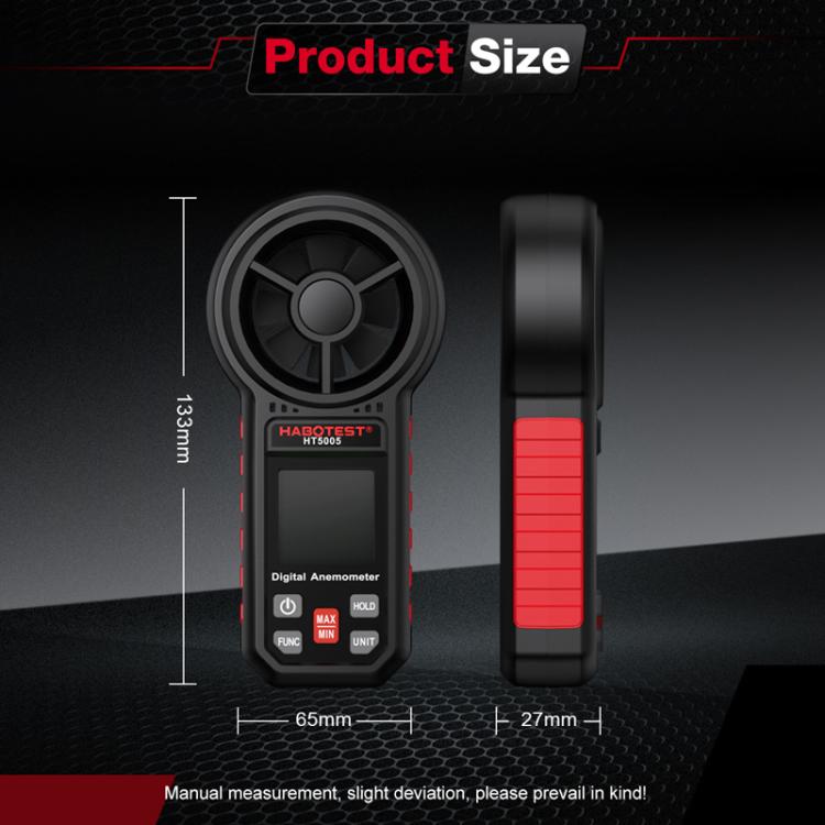 Anemómetro digital portátil HABOTEST HT5005 con pantalla, medidor de velocidad y temperatura del viento de alta precisión., HT5005
