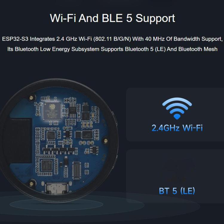 La placa de desarrollo ESP32-S3 con pantalla táctil redonda AMOLED de 1,43 pulgadas admite interacción por voz con IA y plataformas LLM en línea sin baterías de litio., Waveshare 34384