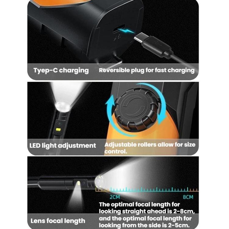 Endoscopio TESLONG WF200 WiFi HD con luces LED, boroscopio portátil para inspección y reparación industrial., Dual-Lens 8mm/5m