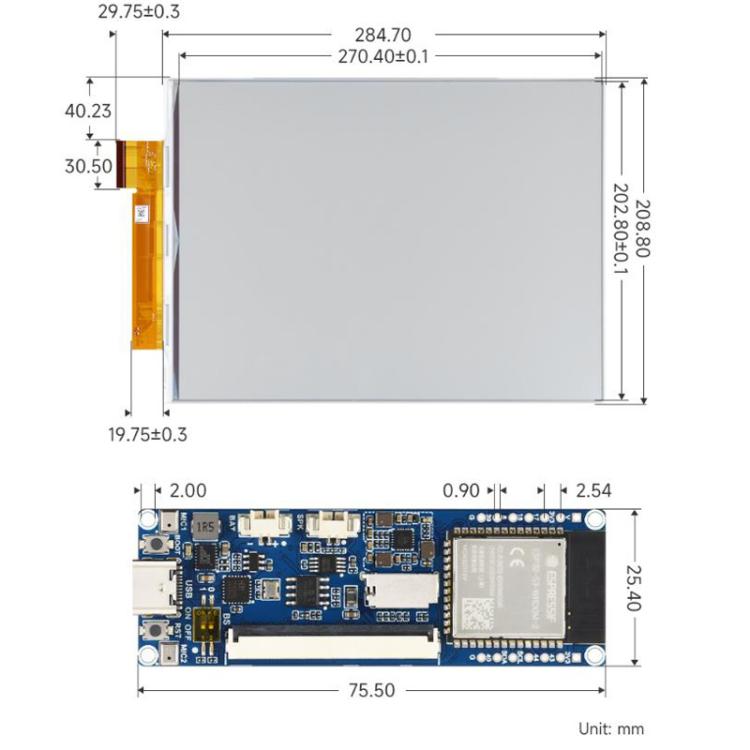 ESP32-S3 Pantalla de tinta electrónica a todo color de 13,3 pulgadas Chip de códec de audio integrado Compatible con WiFi y Bluetooth 5, Waveshare 34349