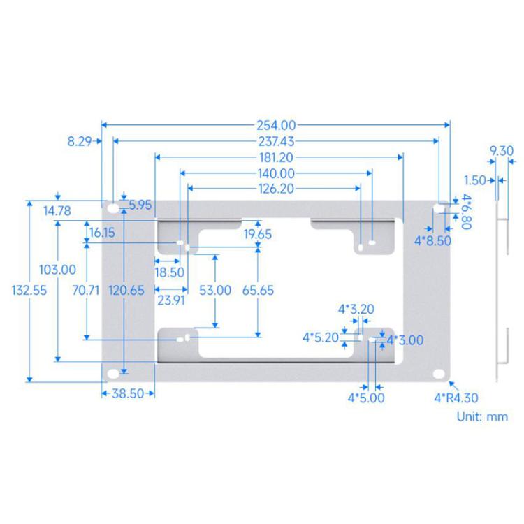 Panel de montaje para pantalla HomeRack DSI de 7 pulgadas, espacio de montaje 3U, compatible con pantallas táctiles oficiales Raspberry Pi de 7 pulgadas., Waveshare 34390