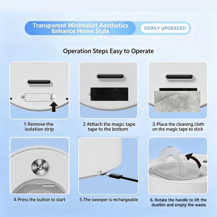 Robot aspirador 3 en 1: barre, aspira y friega con depósito de polvo grande y pantalla.