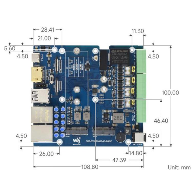 La placa de expansión multifunción CM5 Gigabit/2.5G con doble Ethernet admite comunicación industrial RS485, módulo 4G/5G y salida de pantalla 4K., Waveshare 34251