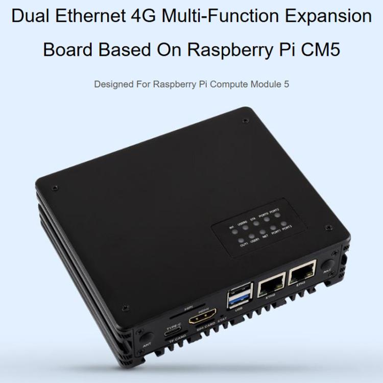 La tarjeta de expansión multifunción Waveshare 34252 CM5 Gigabit/2.5G Ethernet dual admite comunicación industrial RS485, módulo 4G/5G y salida de pantalla 4K., EU Plug, UK Plug, US Plug