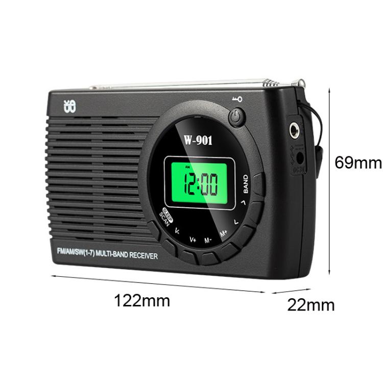 Radio estéreo multibanda con pantalla LCD y control por reloj, sintonizadora FM/AM/SW., For EU, For US