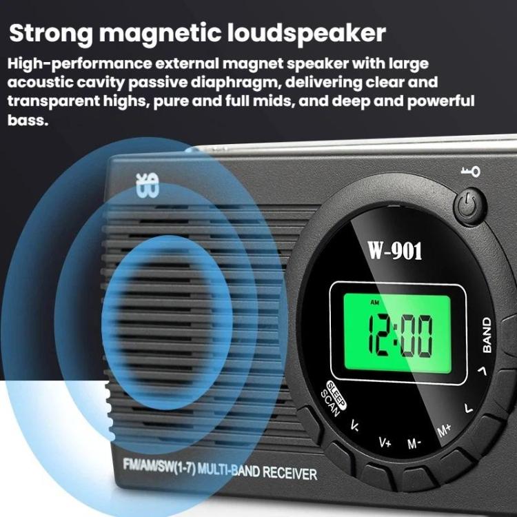 Radio estéreo multibanda con pantalla LCD y control por reloj, sintonizadora FM/AM/SW., For EU, For US
