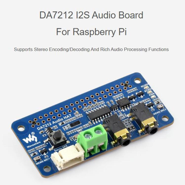Placa de audio I2S DA7212 para Raspberry Pi, codificación/decodificación estéreo., Waveshare 34213