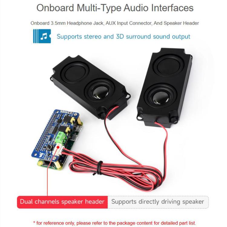 Placa de audio I2S DA7212 para Raspberry Pi, codificación/decodificación estéreo., Waveshare 34213