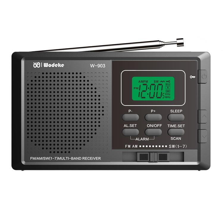 Radio digital estéreo multibanda WDK FM/AM/SW con pantalla LCD y control por reloj., For EU, For US