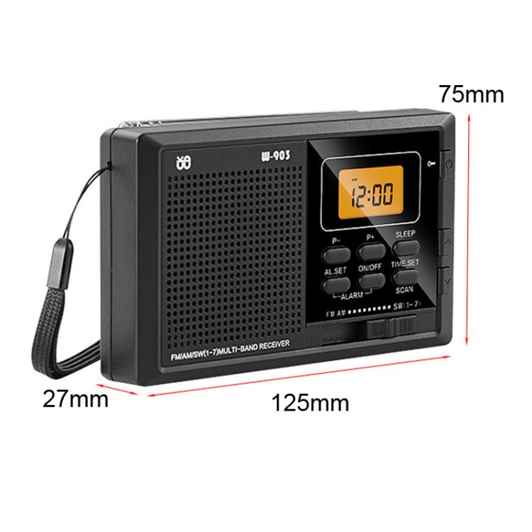 Radio digital estéreo multibanda WDK FM/AM/SW con pantalla LCD y control por reloj., For EU, For US