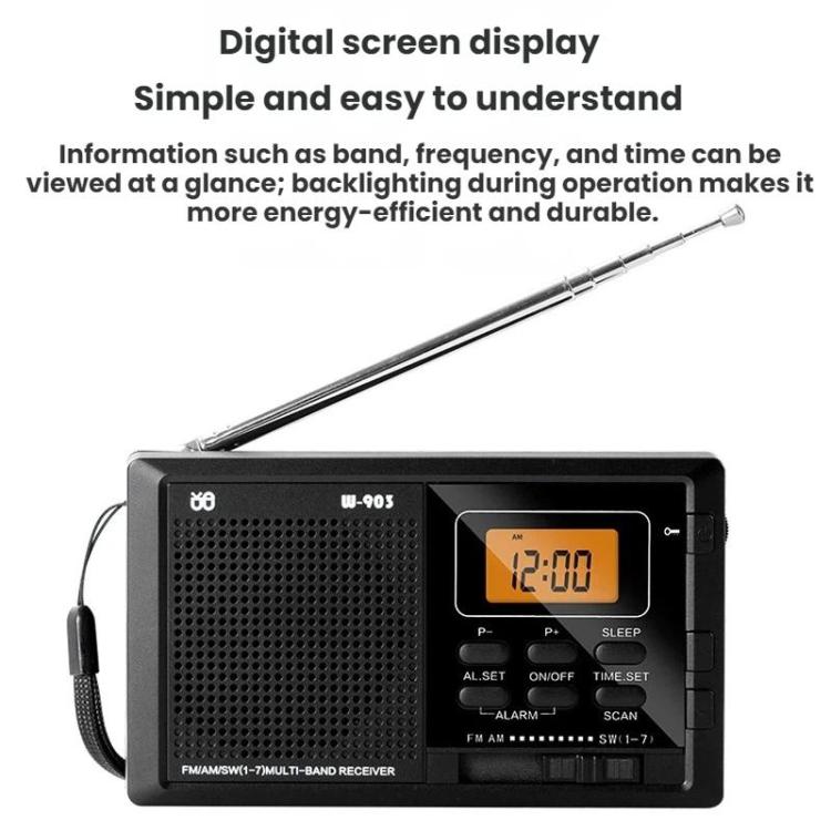 Radio digital estéreo multibanda WDK FM/AM/SW con pantalla LCD y control por reloj., For EU, For US