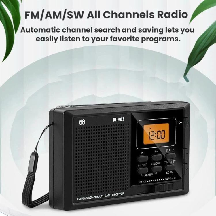 Radio digital estéreo multibanda WDK FM/AM/SW con pantalla LCD y control por reloj., For EU, For US