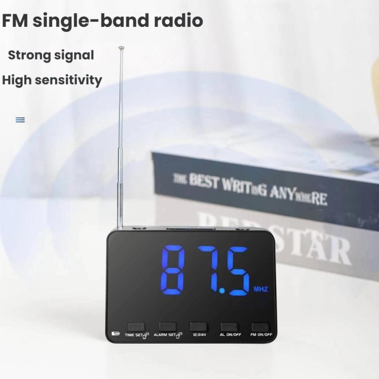 Radio despertador digital FM de banda única WDK con pantalla extragrande, For EU, For US