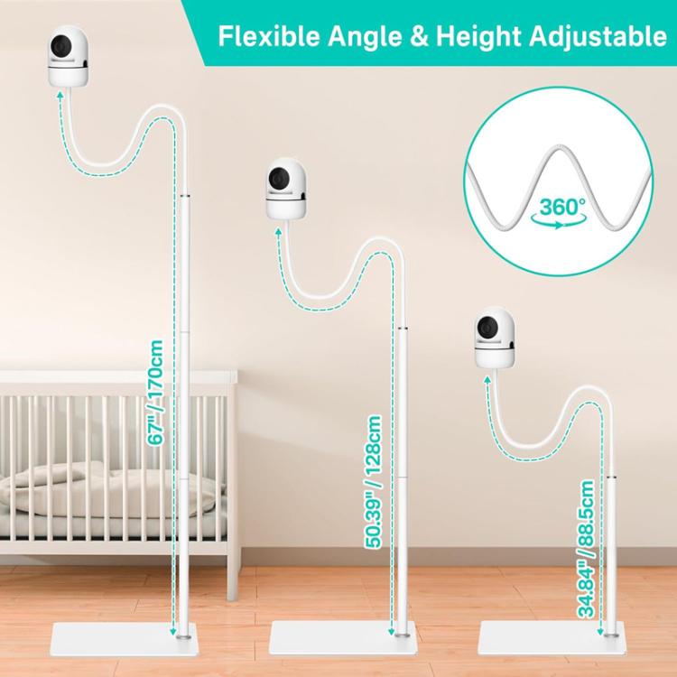 JJ-9376-W-0 Para HelloBaby / VTech / Infant Optics Soporte ajustable para monitor de bebé con bandeja de almacenamiento