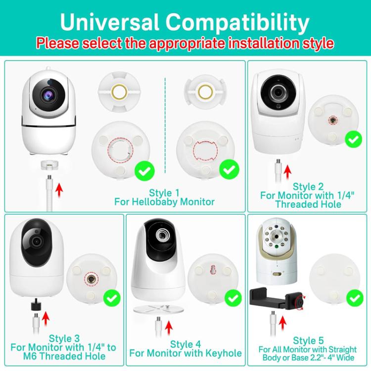 JJ-9376-W-0 Para HelloBaby / VTech / Infant Optics Soporte ajustable para monitor de bebé con bandeja de almacenamiento